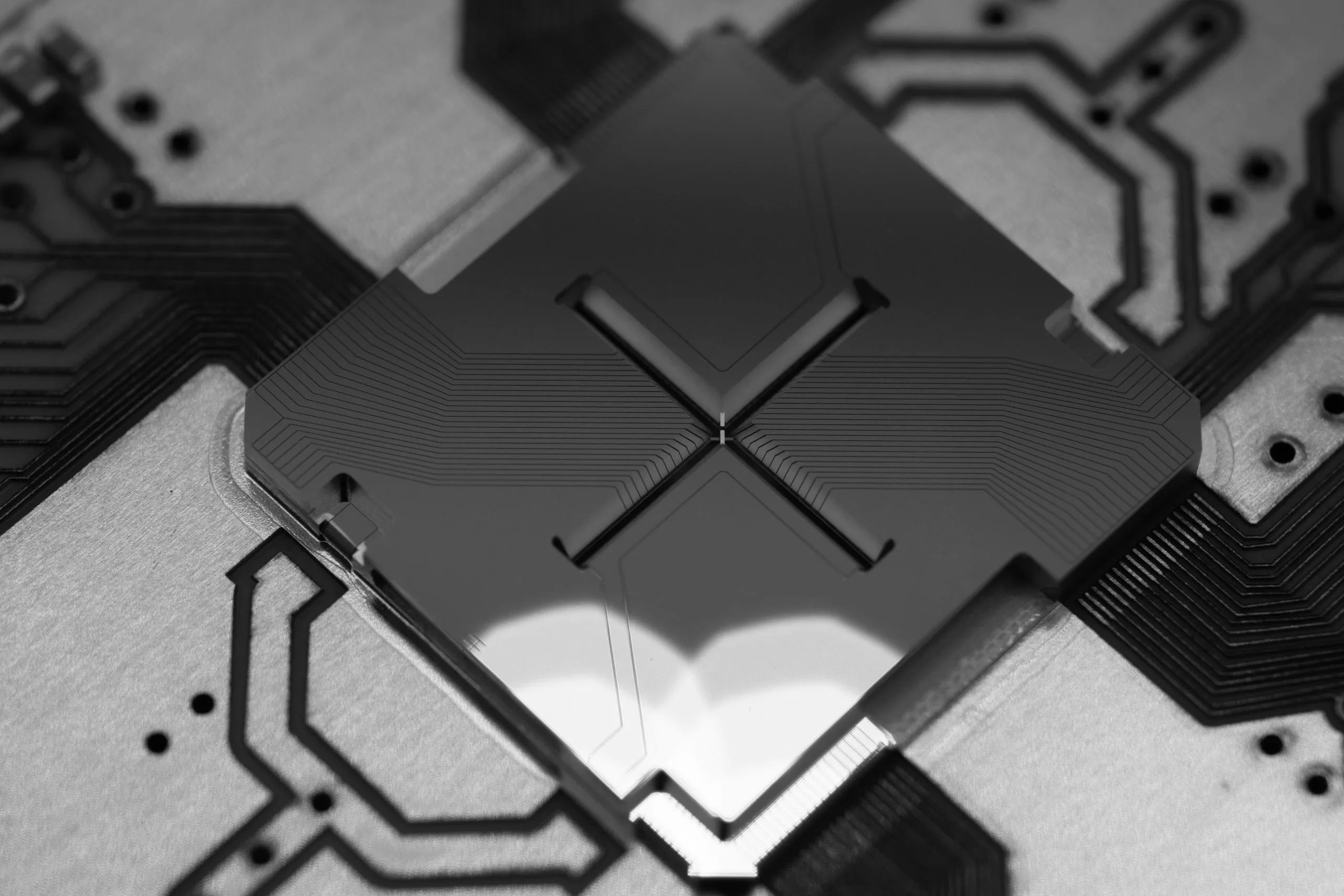 Close-up of an ion-trap chip